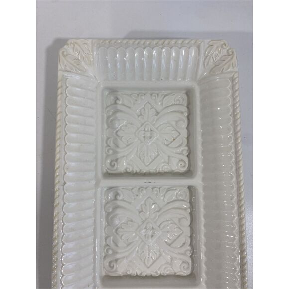 LENOX BUTLER’S PANTRY 3 SECTION RECTANGULAR Condiment DISH, TRAY, 13" X 6" X 2” - Picture 2 of 5